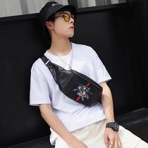 Hong Kong leather pig year pattern chest bag New Men bag casual shoulder bag leather Street chest bag running bag
