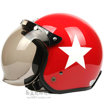 Taiwan Zhengan red white star Harley electric motorcycle helmet warm men and women sunscreen helmet retro winter