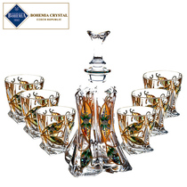 Czech imported BOHEMIA crystal glass gold enamel flower whisky wine glass wine bottle bottle set