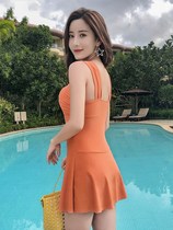 Swimsuit women 2018 new net red models cover belly sexy South Korea 2019 new one-piece skirt large size flat angle swimsuit