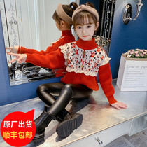 Girls sweater autumn and winter 2021 new foreign style children wear thick spring and autumn pullover knitted bottoming shirt