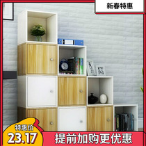 Kindergarten desktop finishing cabinet simple table cabinet solid wood storage cabinet with door storage grid cabinet