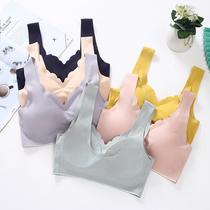 Latex Underwear Female Ice Wire No Steel Ring Coaling No marks Vest Type of Breast U Type Beauty Back Bra Summer Thin wrap Wrap Breast