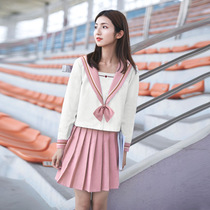 Large size xxl Japanese orthodox soft girl cross-dressing JK uniform skirt Pink embroidered sailor suit student ladyboy cos suit