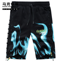 Mark Waffee Shorts Men 50% 50% 2022 Summer New Tide Cards China Wind Print Sports Casual Beach Pants