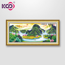 KS Cross embroidered 2021 new large living room line embroidered Egyptian cotton feng shui paintings Wealth Rolling gold Golden Poly Basin