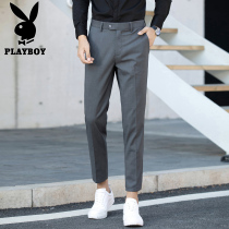 Playboy pants mens Korean version of the trend slim fit handsome nine-point trousers youth business versatile mens casual pants