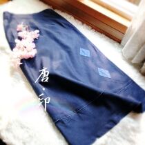 Ethnic style ladies Chinese long dress quaint and flexible wearing comfortable Wild Blue QUN-03