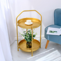 Nordic creative simple double-layer coffee table portable mobile sofa side bedroom living room bedside iron ornaments
