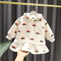 Girl Gansuede Dress Dress 2021 New Autumn Winter Dress Baby Han Version Cute Dress Girl Thickened Skirt