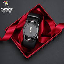 Woodpecker mens belt brand lettering leather casual automatic buckle belt mens simple pants trend soil