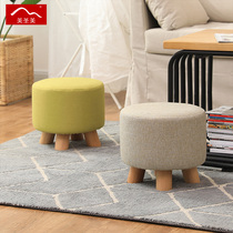 Cloth Art Small Bench Short Pier Adult Small Mound Couch Stool Home Short Mound Creative Wood Stool Cute Round Stool