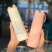 Water Cup ins thermos cup female fashion 2020 new net red high value hipster cartoon bear rope Cup