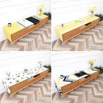 Nordic style simple geometric TV cabinet cover cloth waterproof cotton linen tablecloth rectangular dustproof tablecloth coffee table table flag