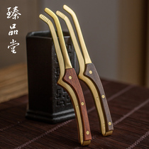 Tea clip tea clip tea tweezers kung fu tea set tea ceremony accessories pear black sandalwood solid copper wash cup clip tea cup