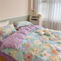 Cotton four-piece set 100 cotton skin-friendly autumn winter 200 x230 quilt cover four-piece set 1 M 8 bed four-piece set