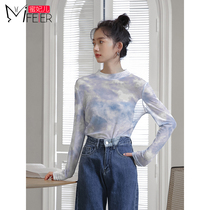 Honey concubine T-shirt womens long sleeve mesh thin spring summer 2021 New Ice Silk base shirt interior coat tide