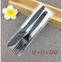 Disposable knife and fork tableware Plastic fork and spoon Pizza fruit steak knife and fork set combination Chinese and Western food takeaway packaging