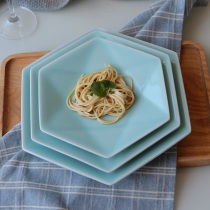 Nordic style personality creative geometric irregular platter diamond plate household ceramic dish ins Net red tableware