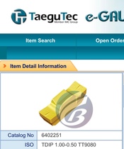 Tyguk groove insert TDIP 1 00-0 50 TT9080 stainless steel can be invoiced