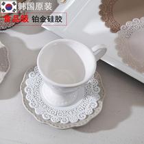 Korea Imported Tea Cup Cushion Bowl Tray Cushion Food Grade Silicone Gel High Temperature Resistant Anti-Slip Round Lace Flower Pot Decorative Cushion