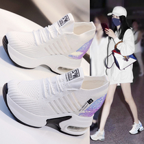 Hong Kong dad shoes womens ins tide 2021 new wild summer Net thick inside the sports white shoes