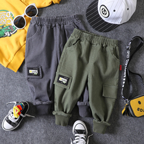 Boy casual long pants autumn clothing New products Childrens baby smiling face workwear pants for children handsome 100 hitch pants