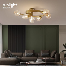 Nordic lamps Copper living room ceiling lamp postmodern personality creative dining room Bedroom lamp Study lamp (QC)