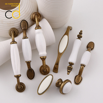 American cabinet door pull hands European ceramic cabinet drawer handle single hole cabinet closet door handle retro door handle