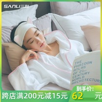 Sanli childrens hooded bathrobe cotton towel summer absorbent men and women couples parent-child bathrobe hotel bathrobe