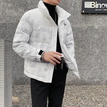Fugui bird winter down clothes mens 2021 new advanced sensual printed short trendy casual light and thin warm jacket