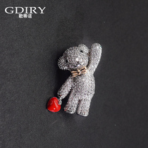 Cute bow tie Bear anti-light brooch female Simple Mens corsage clothes jumpsuit accessories mini pin Japanese