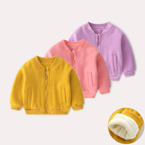 Baby small jacket woman pure cotton plus suede baby thickened blouses male 0-1-2 year 3 autumn and winter tidal dress foreign clothes