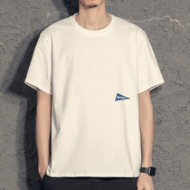 Hong Kong Tide Card Minima Day Series Wind Leisure 100 Hitch White T-shirt Man Short Sleeve New Summer Ins Trend Clothes Man