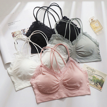 Beautiful back-brated underwear girl high school girl hanging vest sexy cross belt gathered wrapped chest mat bra bra