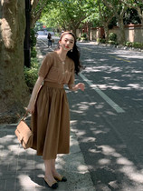 SYT classic versatile solid color high waist skirt womens autumn new Korean version of a long umbrella skirt