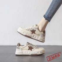 Hong Kong small white shoes design and small stars shoes autumn and winter new spring thick canvas shoes breathable women shoes