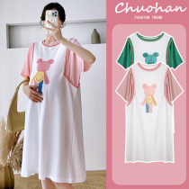 Pregnant Woman Spring Summer Dress New Short Sleeve Blouse Loose Large Code Skirt Mid-Length 2022 Summer Gestational Woman Dress Dress Dress