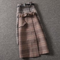 2022 New autumn and winter medium temperament retro - clad high waist A - word skirt is slim and half - body skirt