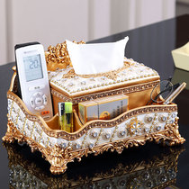 European-style tissue box Living room coffee table household paper box Luxury home decoration multi-function remote control storage box