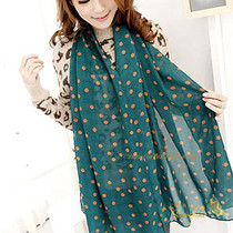 Autumn and winter New Korean version of polka dot big scarf Jade polka dot silk scarf chiffon long shawl