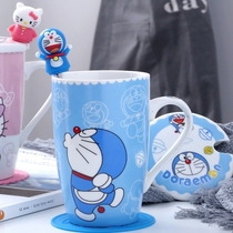 Cup set Cute robot cat ceramic cup cartoon mug Blue Fat Man teacup NJJ
