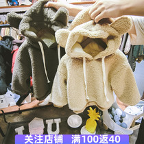 2019 boys autumn and winter plus velvet thick sweater baby 1-2-3 years old autumn and winter Korean sweater base shirt