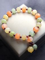 Xinjiang gold silk jade bracelet white jade and Tian jade natural A goods sheep fat jade grade Topaz wide Lady bracelet