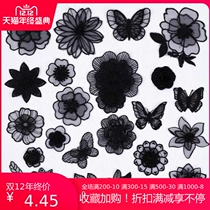 Clothes broken patch sweater repair holes Embroidery black flower pattern fashion cloth stickers decorative decal holes