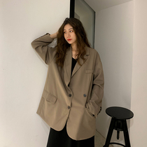 Little Qu lesp khaki brown blazer womens 2021 new autumn high Curry suit suit spring and autumn