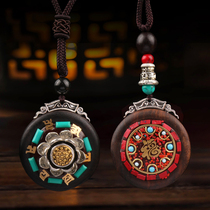 Bull Year Handmade Sweater Chain Circle Shape Wood Six Subs True Words Lotus Can Turn Unique Red Traditional Fu Characters