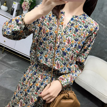 Mularsa summer new small crumbly dress with dress 16 mmi true silk double crepe printed little sub long sleeve dress