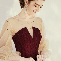 Toast bride female 2021 spring engagement dress small man burgundy dress back to the door usually wear