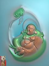 Buddhas smiling Buddha Maitreya Buddha in front of the eyes jdp relief map gray-scale wood carving computer carving